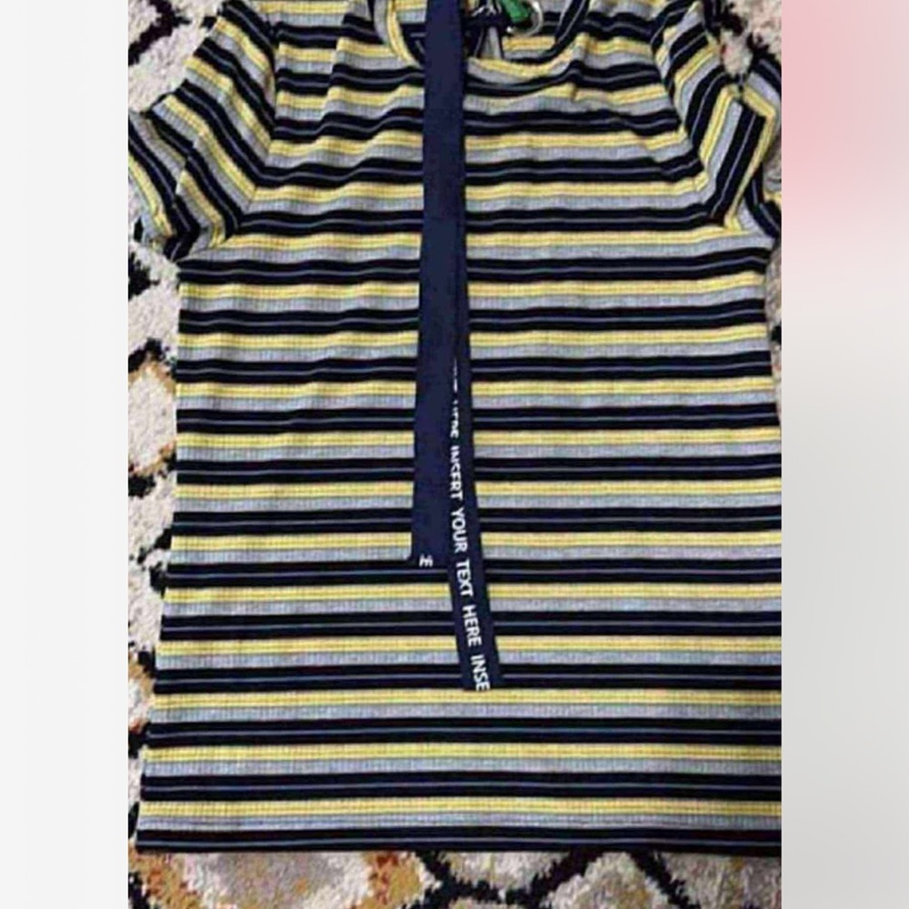 Striped womens Shirt - Navy, Yellow, Green